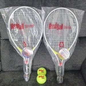 2 New Red Ball Tennis Raquets and Balls